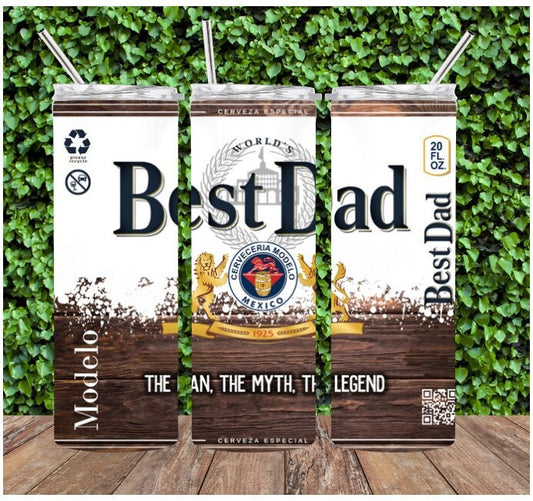 BEST DAD 20oz Stainless Tumbler Cup, Fathers day Gift, Gift for Dad, Best Dad, Dad Gift, Modelo Tumbler,