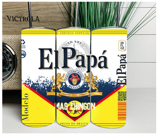 El Papá Mas Chingon - 20OZ, Tumbler cup for fathers day gift. Vaso regalo para papa Club AMERICA