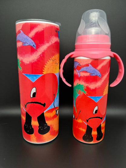 Bad Bunny 20 OZ Tumbler cup or 8 OZ baby bottle, Bad bunny gift for baby, bebesota, titi, verano sin ti, bad bunny merch